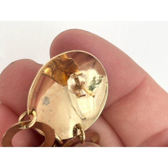 Sandy Baker Sterling Silver Vintage Gold T Vermeil Chandelier Earrings - Picture 9 of 10